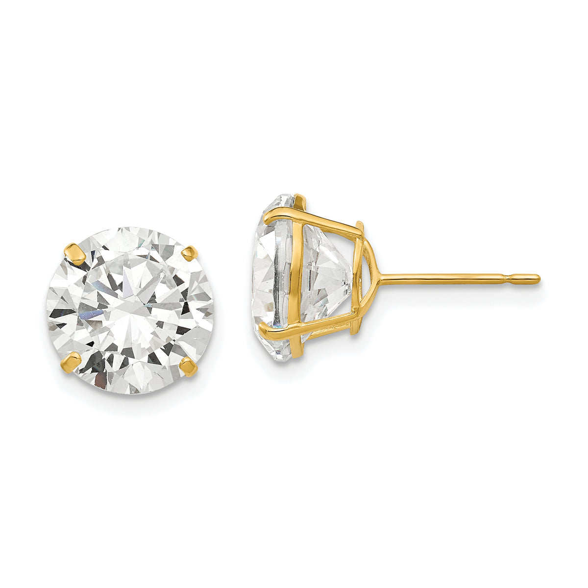 14k 10mm Round CZ Post Earrings