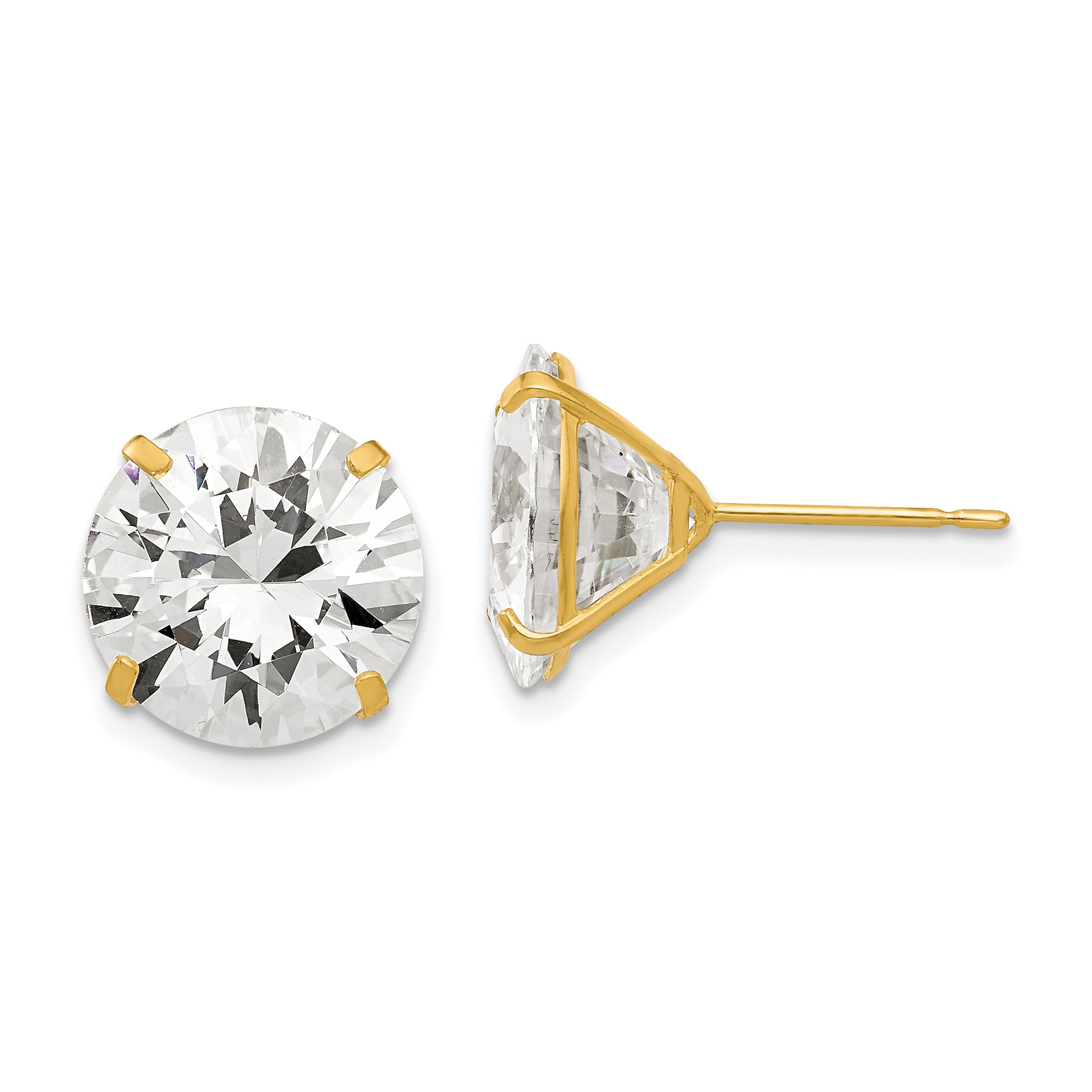 14k 11mm Round CZ Post Earrings