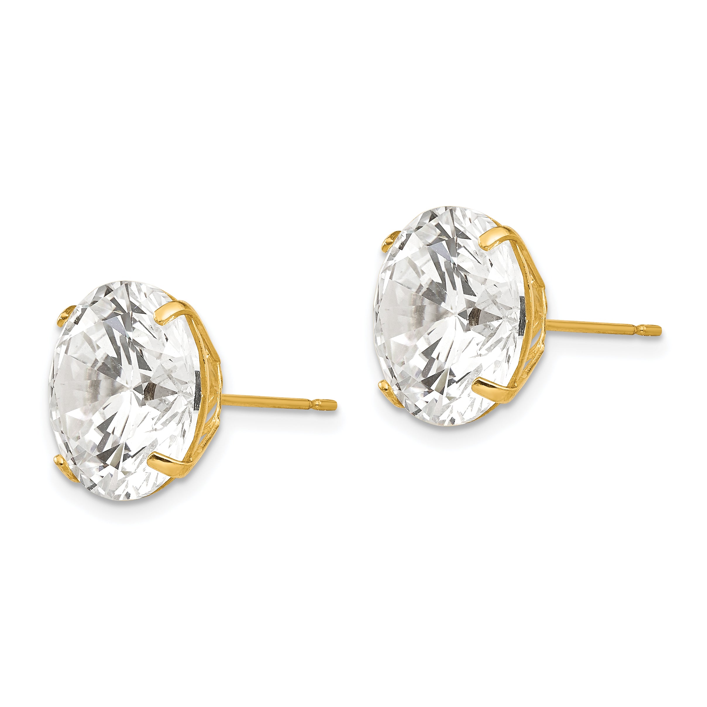 14k 12mm Round CZ Post Earrings