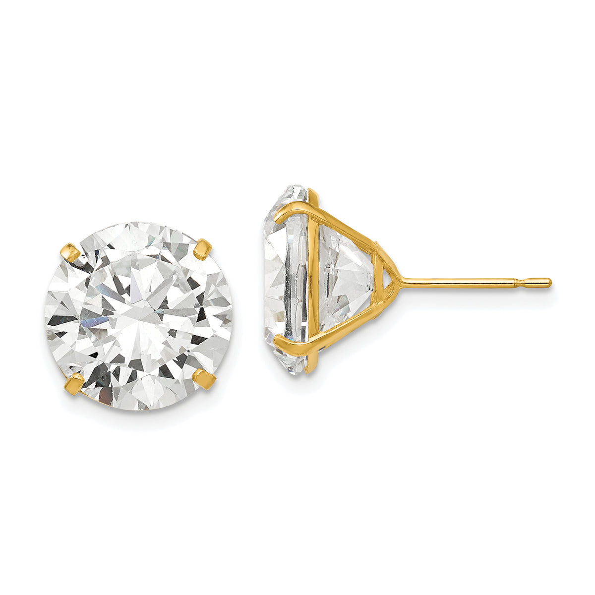 14k 12mm Round CZ Post Earrings