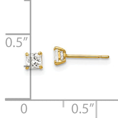 14k 3mm Square CZ Post Earrings