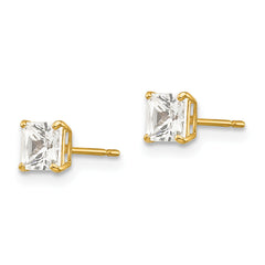 14k 4mm Square CZ Post Earrings