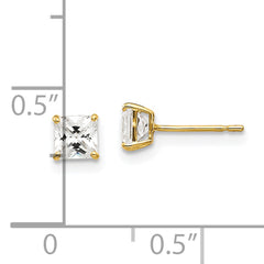 14k 4mm Square CZ Post Earrings