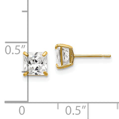 14k 5mm Square CZ Post Earrings