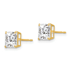 14k 6mm Square CZ Post Earrings