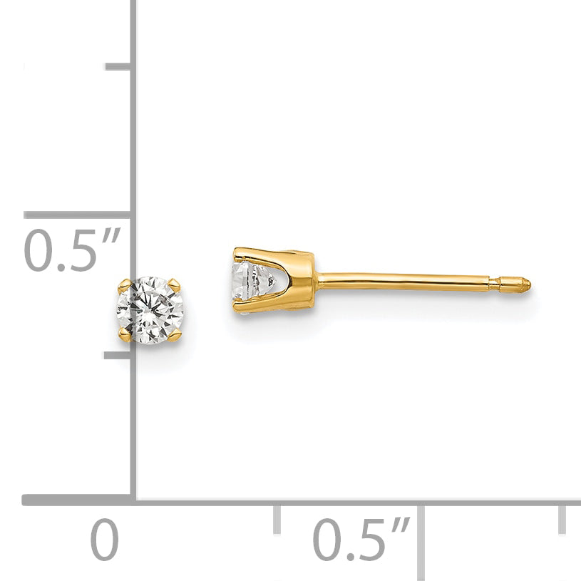 14k 3mm CZ stud earrings