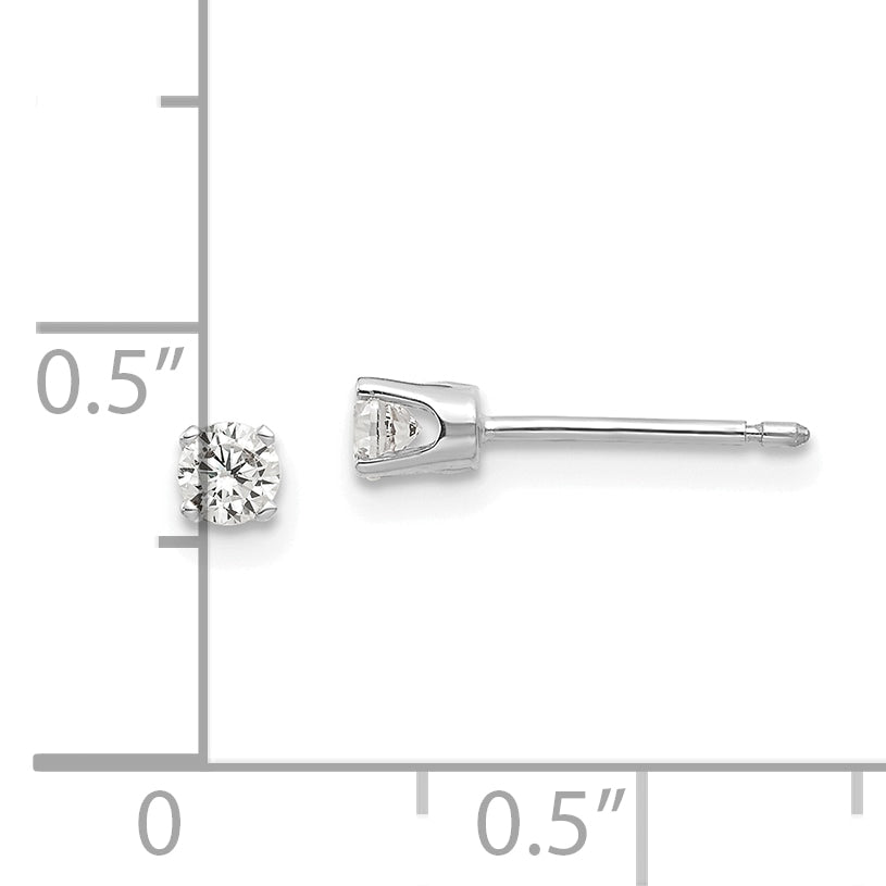 14k White Gold 3mm CZ stud earrings