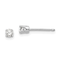 14K White Gold 3mm Round Stud Earring Mounting With backs