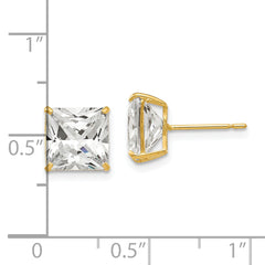 14k 8mm Square CZ Post Earrings