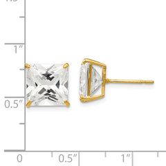 14k 10mm Square CZ Post Earrings