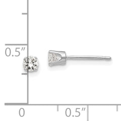 14k White Gold 3.25mm CZ stud earrings