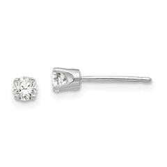 14K White Gold 3.25mm Round Stud Earring Mounting With backs