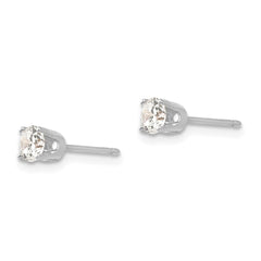 14K White Gold 3.75mm Round Stud Earring Mounting With backs