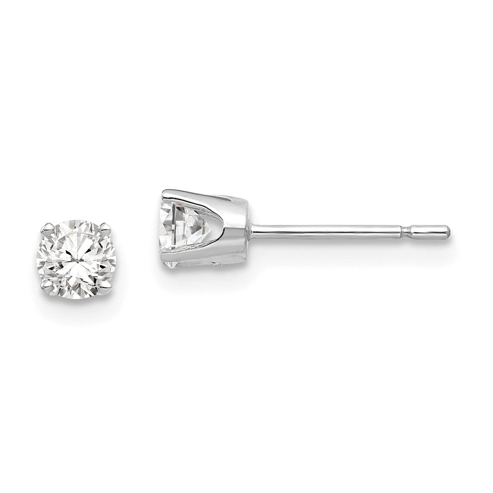 14K White Gold 3.75mm Round Stud Earring Mounting With backs