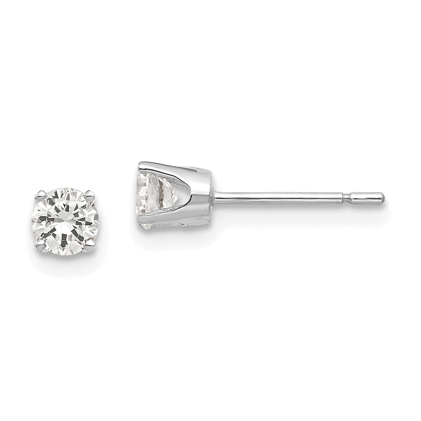 14k White Gold 3.75mm CZ stud earrings