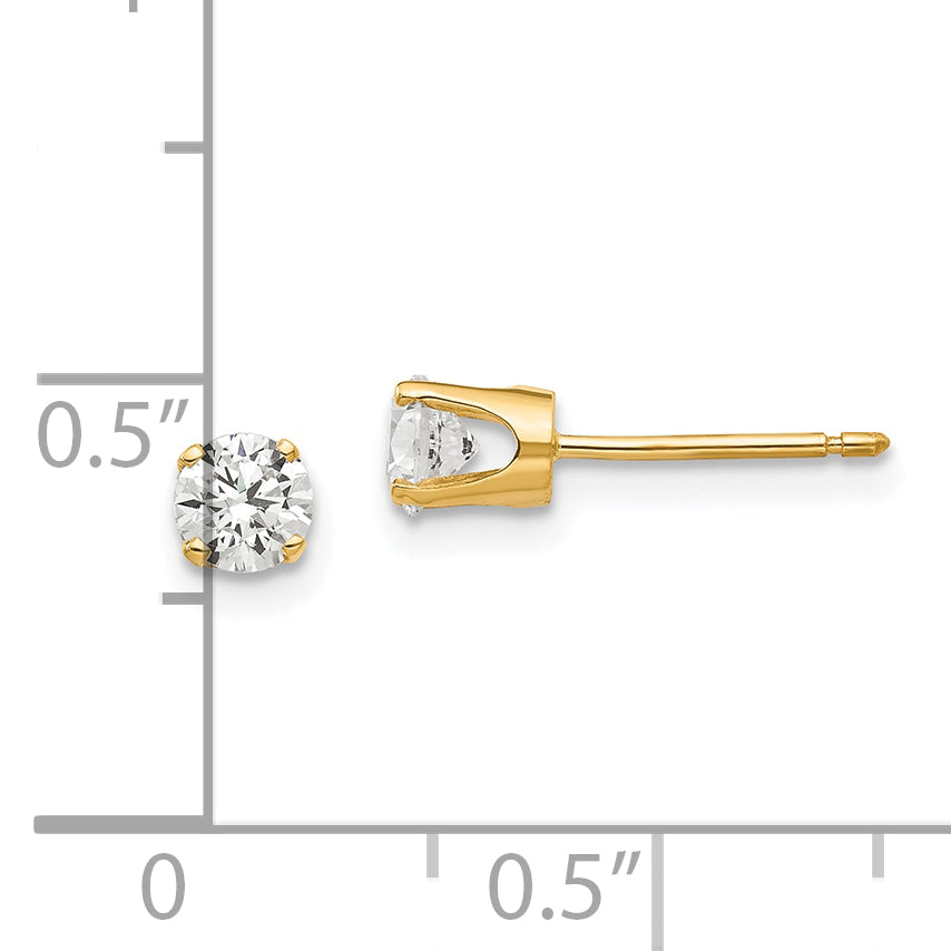 14k 4mm CZ stud earrings