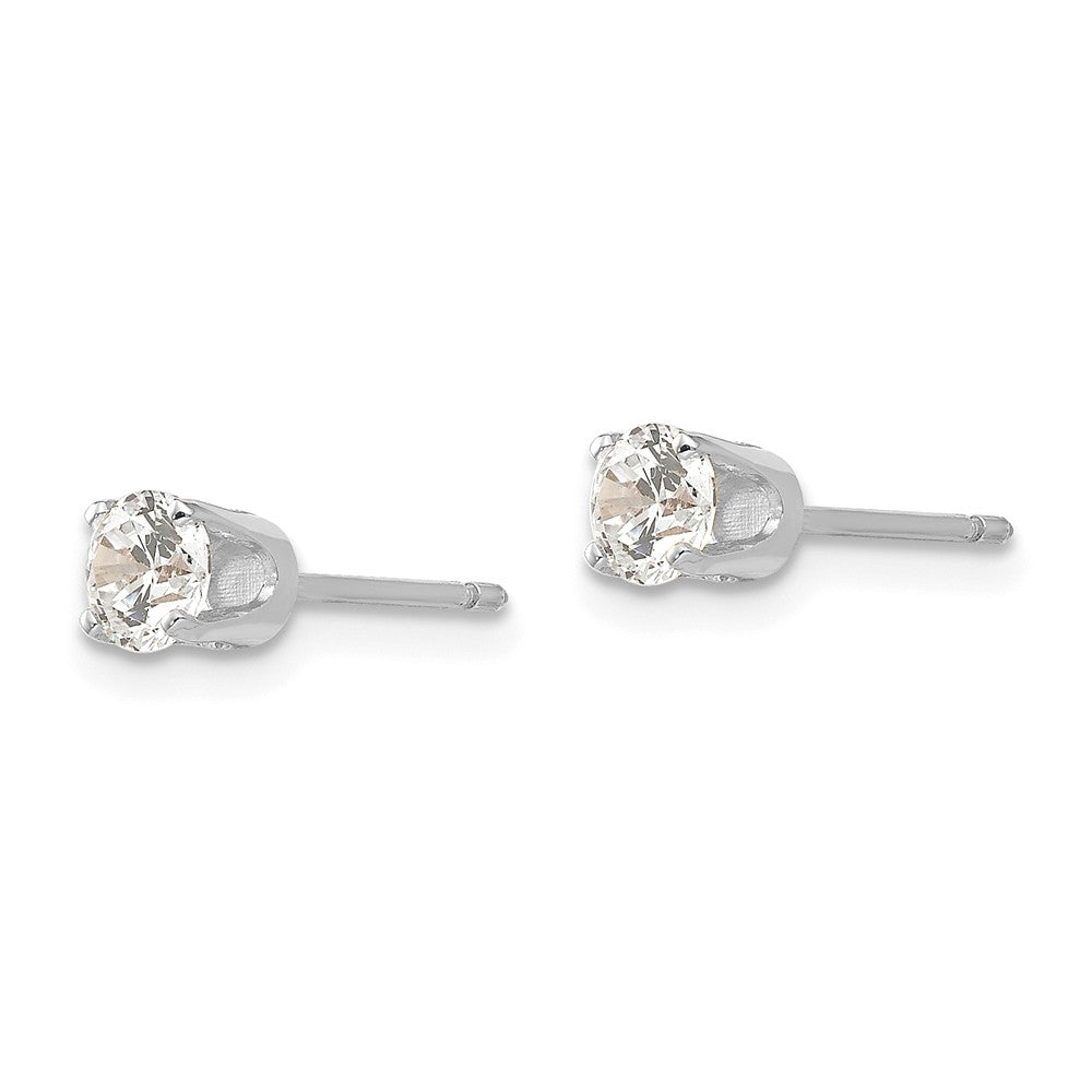 14K White Gold 4mm Round Stud Earring Mounting With backs