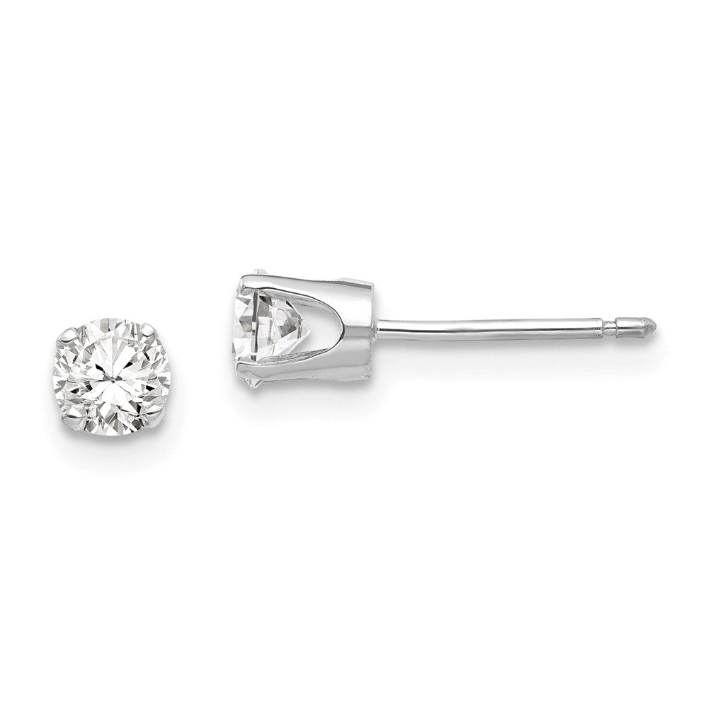 14K White Gold 4mm Round Stud Earring Mounting With backs