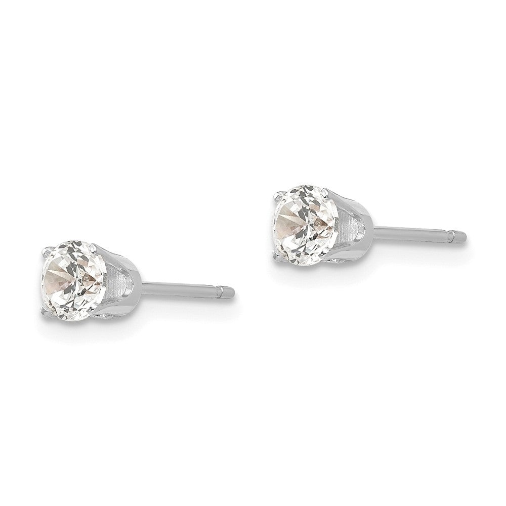 14K White Gold 4.25mm Round Stud Earring Mounting With backs