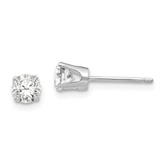 14K White Gold 4.25mm Round Stud Earring Mounting With backs