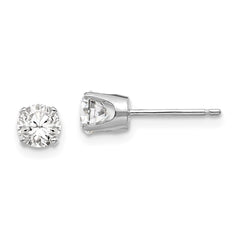 14K White Gold 4.5mm Round Stud Earring Mounting With backs