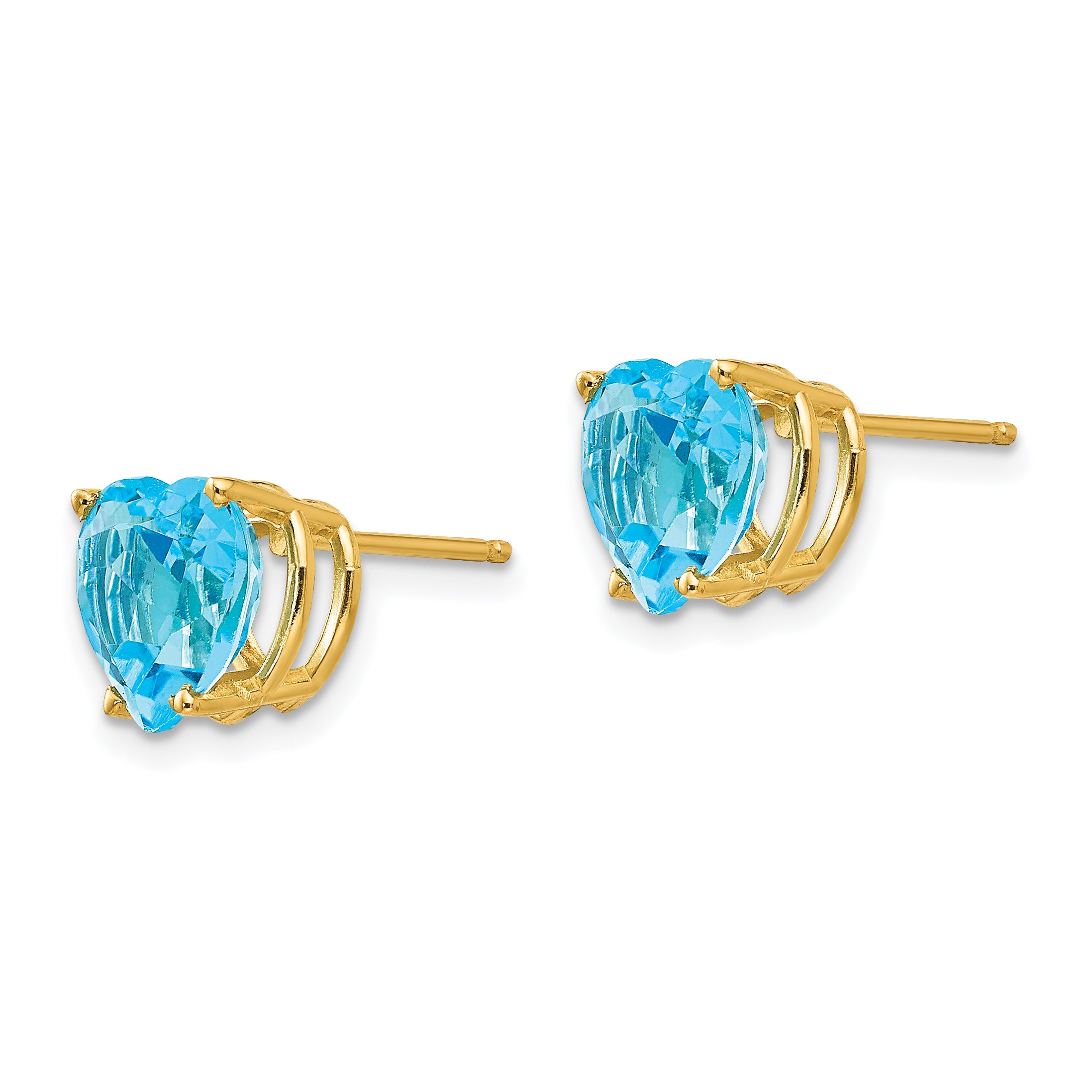 14k 8mm Heart Blue Topaz earring