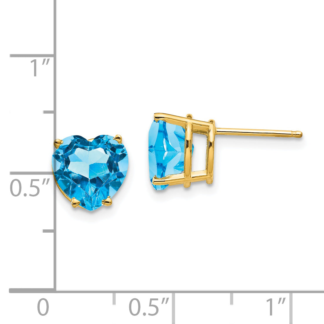 14k 8mm Heart Blue Topaz earring