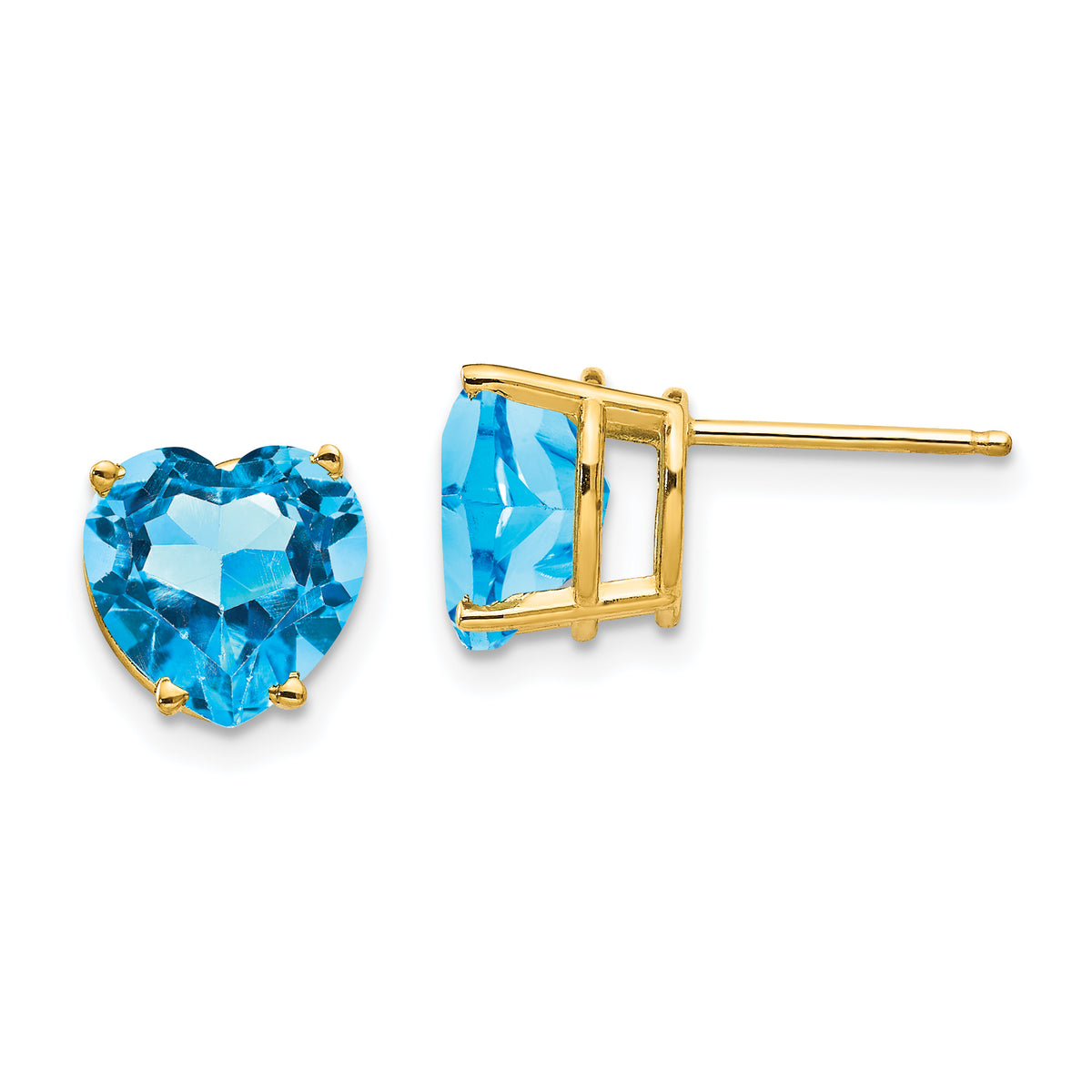 14k 8mm Heart Blue Topaz earring