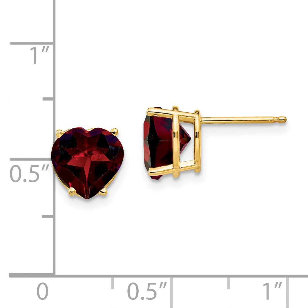 14k 8mm Heart Garnet earring