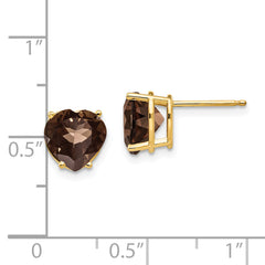 14k 8mm Heart Smoky Quartz Earring