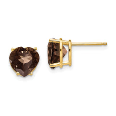 14k 8mm Heart Smoky Quartz Earring