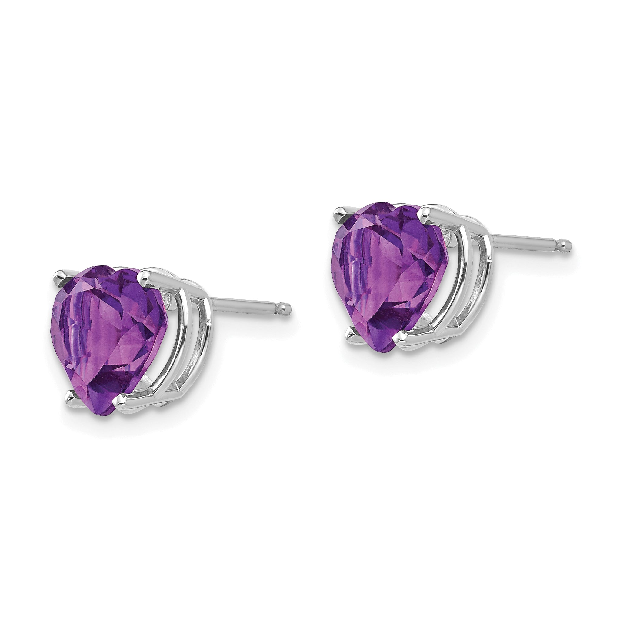 14k White Gold 8mm Heart Amethyst earring