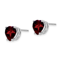 14k White Gold 8mm Heart Garnet earring