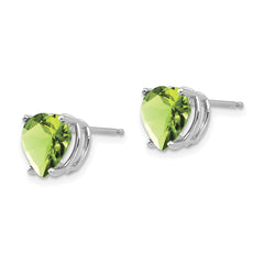 14k White Gold 8mm Heart Peridot earring