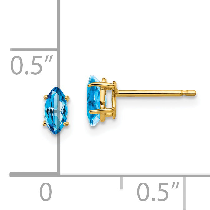 14k Blue Topaz marquis stud earring