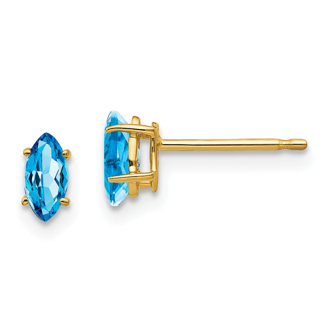 14k Blue Topaz marquis stud earring