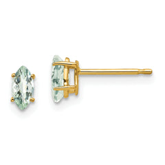 14k 5x2.5 Marquise Checker-Cut Green Quartz Earring