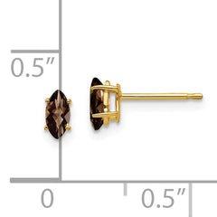 14k 5x2.5 Marquise Checker-Cut Smoky Quartz Earring