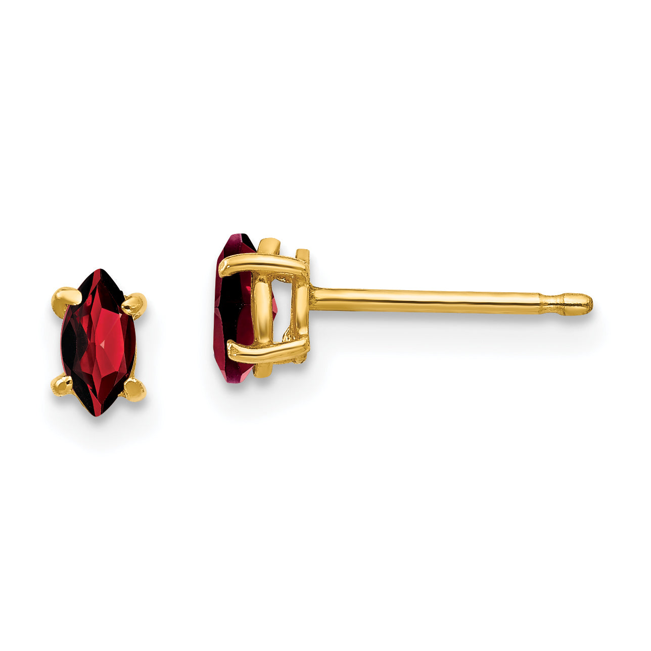 14k 5x2.5mm Marquise Garnet earring