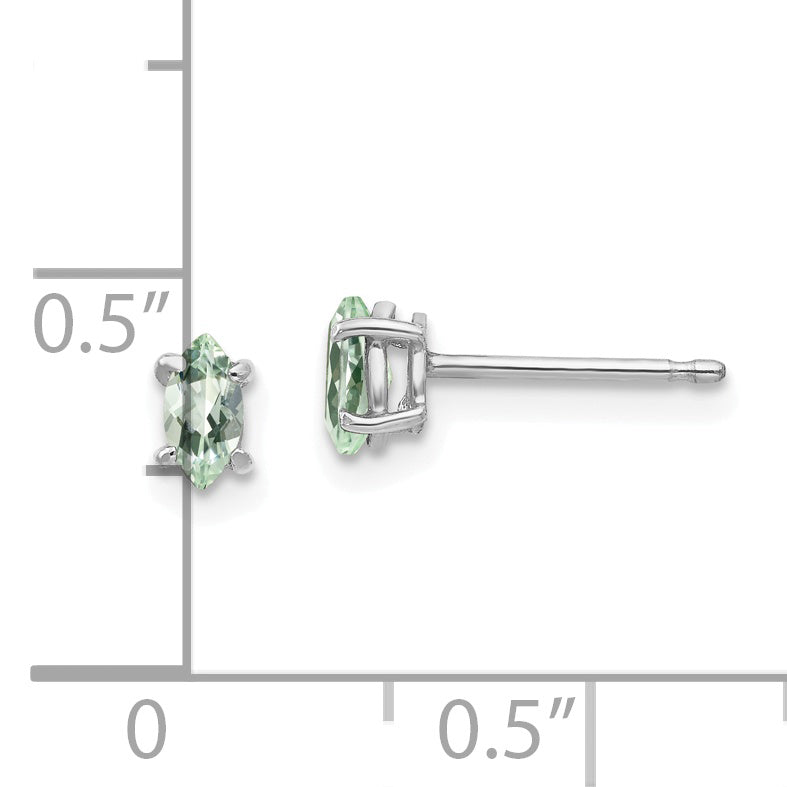 14kw 5X2.5mm Marquise Green Quartz Earring