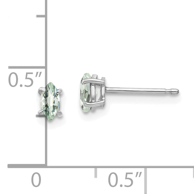 14kw 5X2.5mm Marquise Checker-Cut Green Quartz Earring