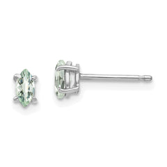 14kw 5X2.5mm Marquise Checker-Cut Green Quartz Earring