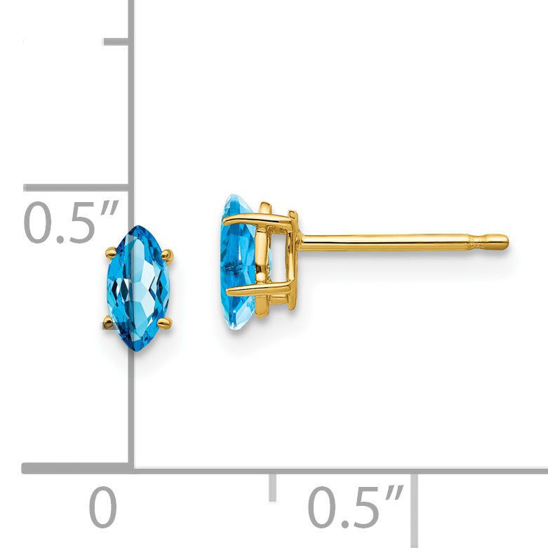 14k 6x3mm Marquise Blue Topaz earring