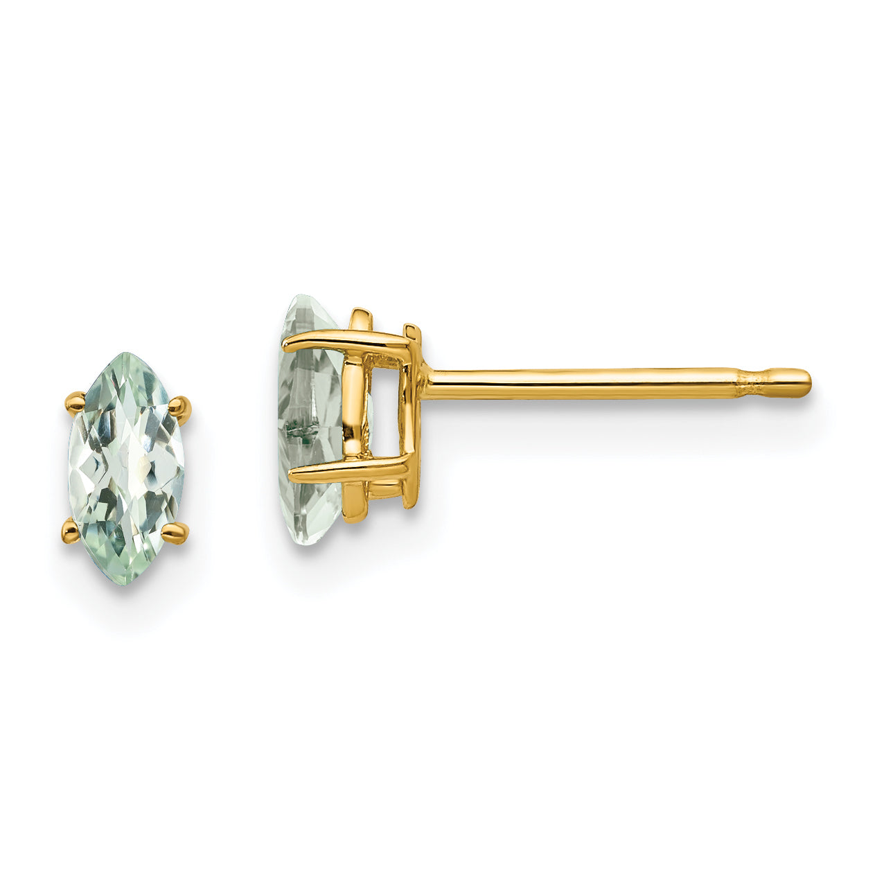 14k 6x3 Marquise Checker-Cut Green Quartz Earring