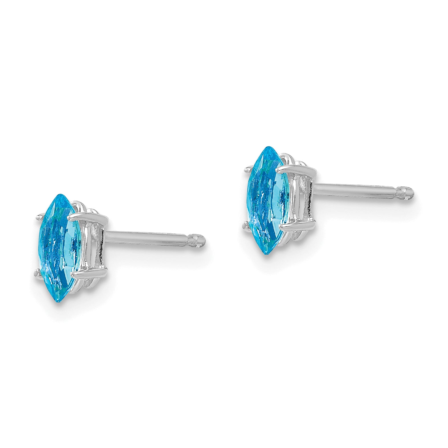 14k White Gold 6x3mm Marquise Blue Topaz earring