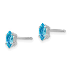 14k White Gold 6x3mm Marquise Blue Topaz earring