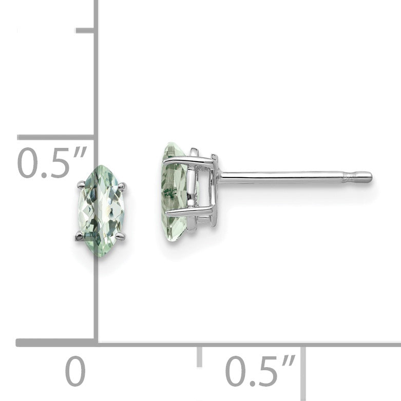 14kw 6x3mm Marquise Checker-Cut Green Quartz Earring