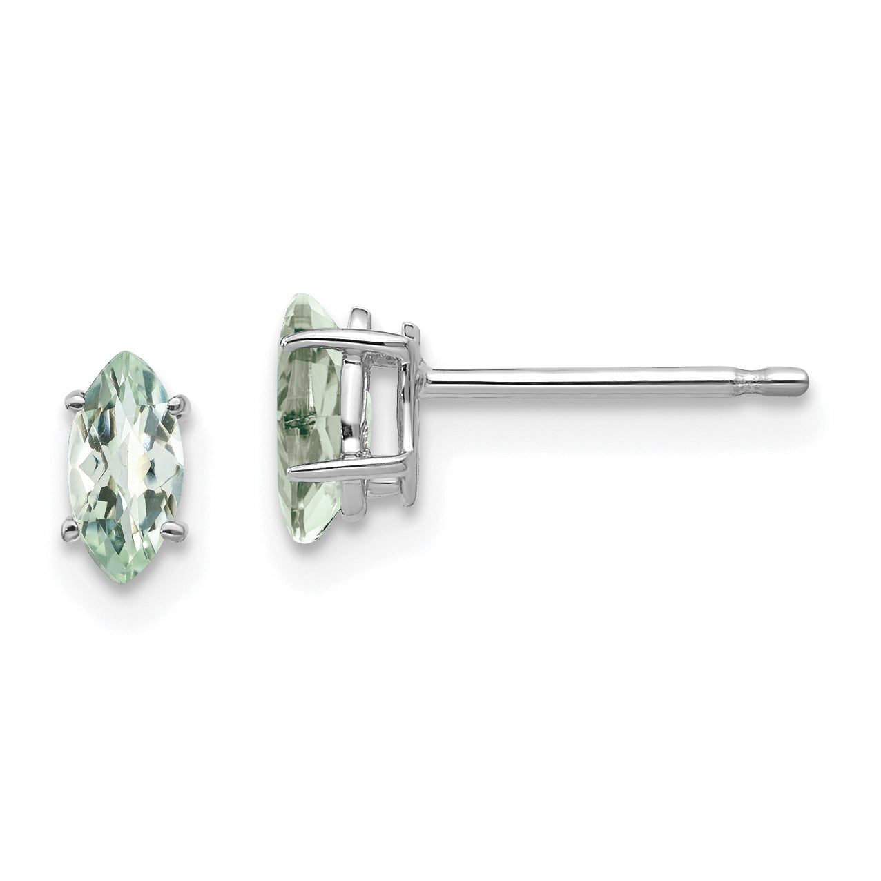 14kw 6x3mm Marquise Checker-Cut Green Quartz Earring