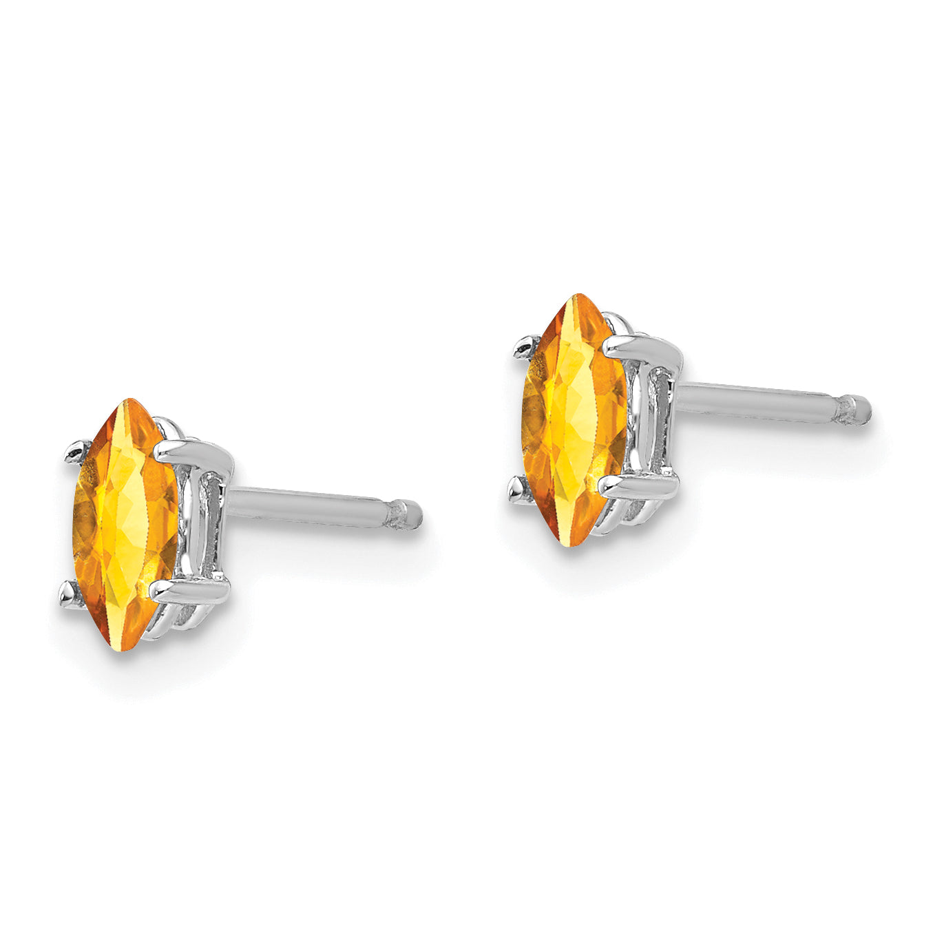 14k White Gold 6x3mm Citrine Marquise Stud Earrings