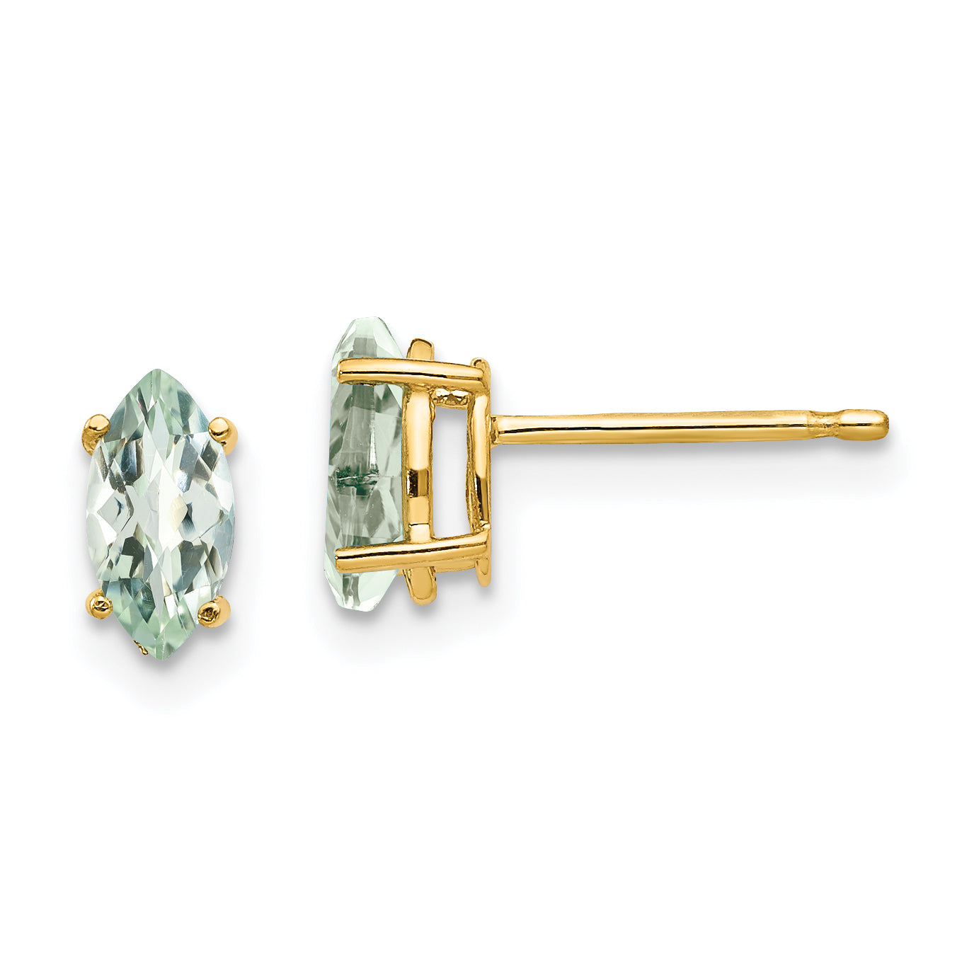 14k 7x3.5 Marquise Checker-Cut Green Quartz Earring